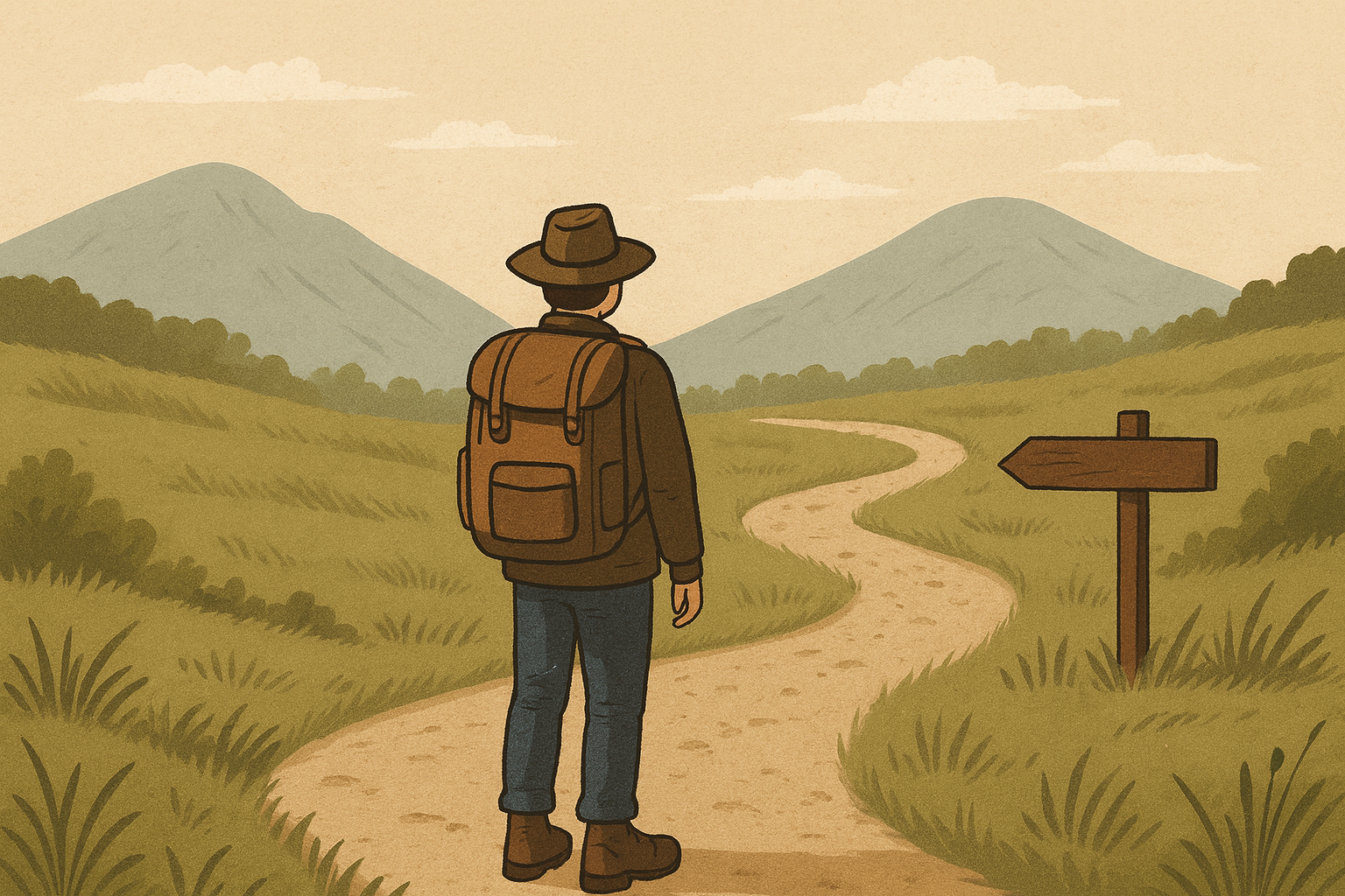 A trail with footprints representing the journey of taking action